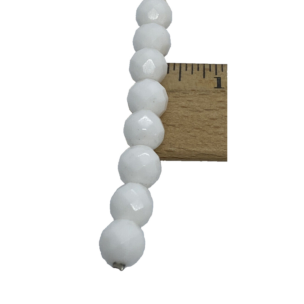 18 White Opaque Faceted Jewelry Making Beads Darice Czech Fire Polished Glossy - Picture 7 of 8